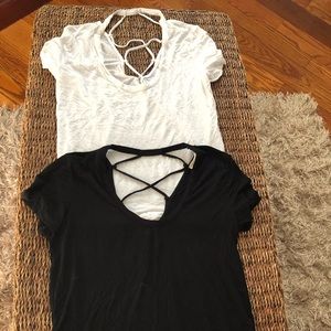 Express lace up T-shirt Lot. Small white black top